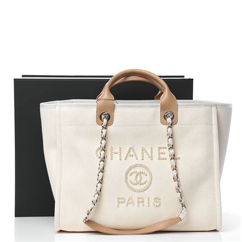 chanel canvas tote with pearls|chanel canvas large deauville tote.